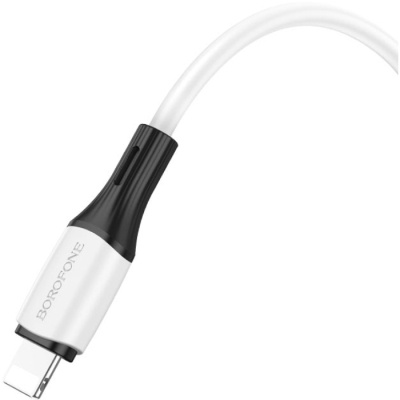 Дата кабель USB 2.0 AM to Lightning 1.0m 2.4A silicone BX79 white BOROFONE (6974443384758)