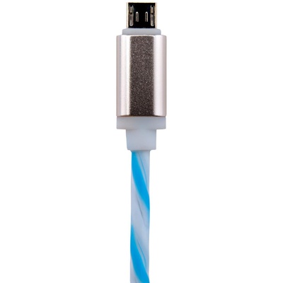 Дата кабель LogicPower USB 2.0 -> micro USB 1м W-Bl (силикон) бело-голубой /Reta (5150)