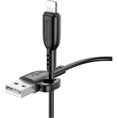 Дата кабель USB 2.0 AM to Lightning 1.0m 2.4A PVC BX91 black BOROFONE (6974443389883)