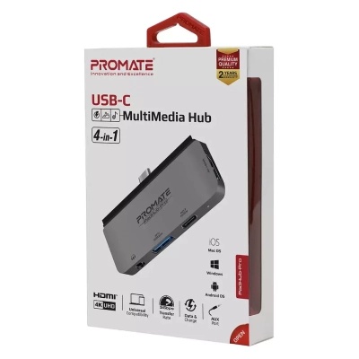 Концентратор Promate USB Hub 4 ports padhub-pro.grey (padhub-pro.grey)