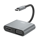 Перехідник XO 4-in-1 Dock USB-C (HDMI/VGA/USB3.0/USB-C PD) (XO-HUB001SL)