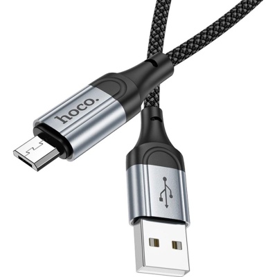 Дата кабель USB 2.0 AM to Micro 5P 1.0m 2.4A nylon X102 black HOCO (6942007608763)
