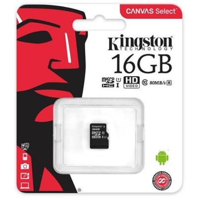Карта памяти Kingston 16GB microSDHC class 10 UHS-I Canvas Select (SDCS/16GBSP)