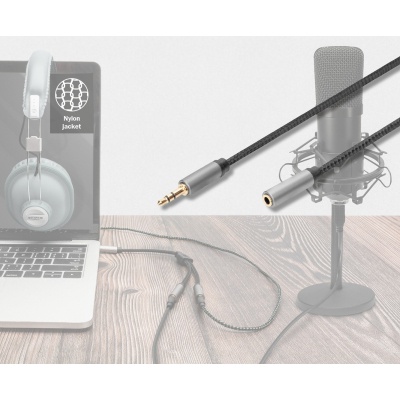 Кабель мультимедійний 3.5mm M to 3.5mm F 3.0m Digitus (DB-510210-030-S)