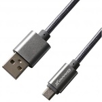 Дата кабель Grand-X USB - micro USB, Cu, 2.1A, Grey/Grey, 1m (FM01GGR)