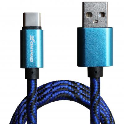 Дата кабель Grand-X USB - Type C, Cu, 1.5A, Blue/Black, 1m (FC05BLB)