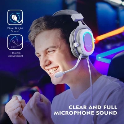 Навушники Fifine H6 RGB 7.1 White (H6W)