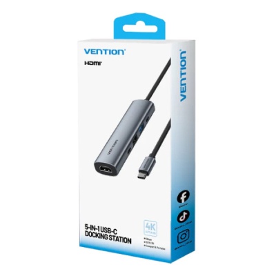 Концентратор VENTION USB-C 5-in-1 HDMI + USB 3.0 + USB 2.0 + USB-C 2.0 + PD 100W (TGLHB)