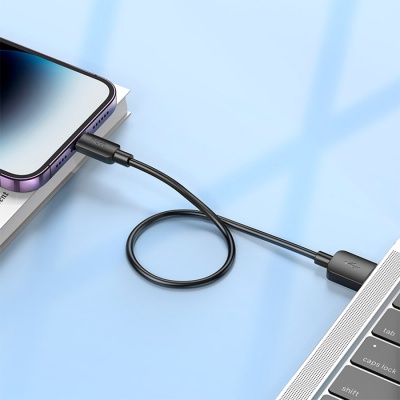 Дата кабель USB 2.0 AM to Lightning 0.25m Hyper X96 black HOCO (6942007609388)