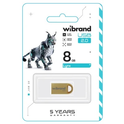 USB флеш накопичувач Wibrand 8GB lynx Gold USB 2.0 (WI2.0/LY8M2G)
