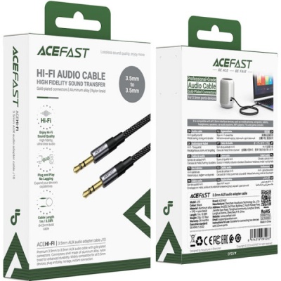 Кабель мультимедійний 3.5mm M to 3.5mm M 1.0m black Acefast (6974316285267)