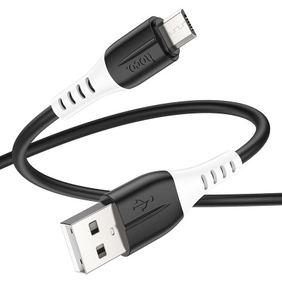 Дата кабель USB 2.0 AM to Micro 5P 1.0m 2.4A silicone X82 black HOCO (6931474768551)