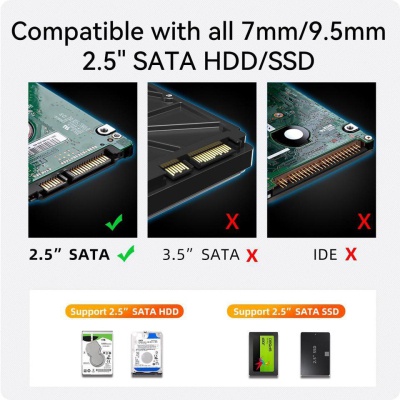 Кишеня зовнішня Maiwo 2.5' SATA/SSD HDD - USB3.1 Gen1 Type-C (K2510)
