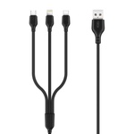 Дата кабель USB 2.0 AM to Lightning + Micro 5P + USB-C 1.0m 2.1A black XO (NB103-3in1-1-BK)