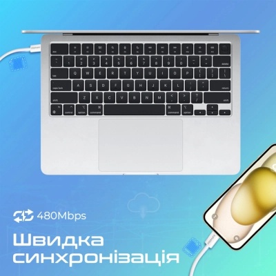 Дата кабель USB-C to USB-C ecoline-cc120.white Promate (ecoline-cc120.white)