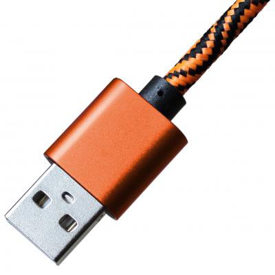 Дата кабель Grand-X USB - micro USB, Cu, 1.5A, Orange/Black, 1m (FM05OB)