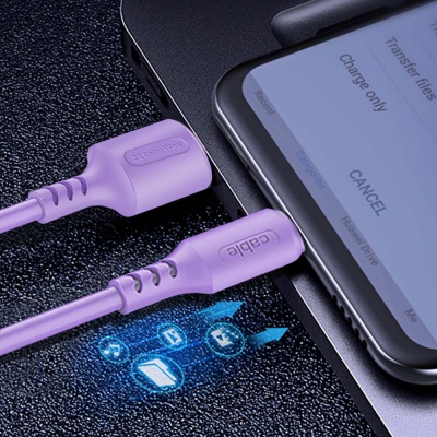 Дата кабель USB 2.0 AM to Type-C 1.0m soft silicone violet ColorWay (CW-CBUC044-PU)