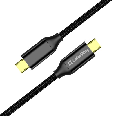 Дата кабель USB-C to USB-C 1.0m USB3.2 (20Gbps 4K PD100W) Gen2 5А black ColorWay (CW-CBPDCC062-BK)