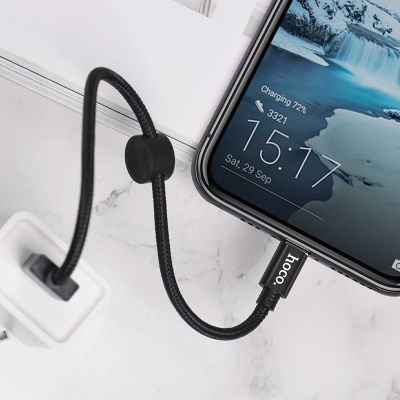 Дата кабель USB 2.0 AM to USB-C 0.25m 3A nylon X35 black HOCO (6931474707451)