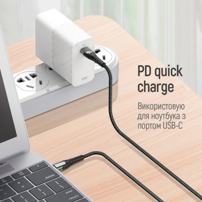 Дата кабель USB-C to USB-C 1.0m PD Fast Charging 65W 3А grey ColorWay (CW-CBPDCC040-GR)