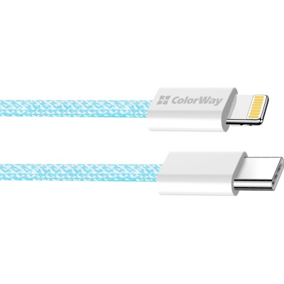 Дата кабель USB-C to Lightning 1.0m 27W blue ColorWay (CW-CBPDCL061-BL)