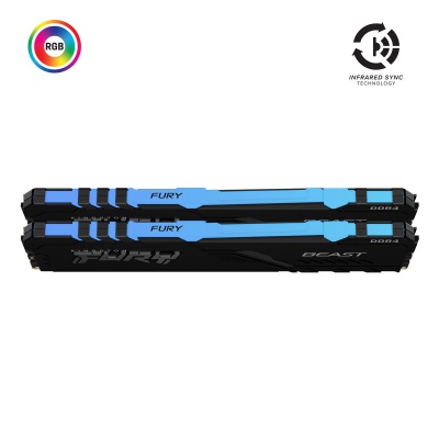 Модуль памяти для компьютера DDR4 64GB (2x32GB) 3000 MHz Fury Beast RGB Kingston Fury (ex.HyperX) (KF430C16BBAK2/64)