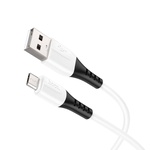 Дата кабель USB 2.0 AM to Micro 5P 1.0m 2.4A silicone X82 white HOCO (6931474768568)