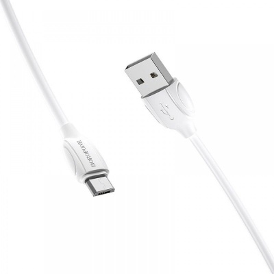 Дата кабель USB 2.0 AM to Micro 5P 1.0m BX19 Benefit 2.4A White BOROFONE (BX19MW)