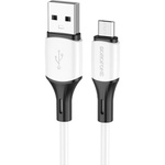 Дата кабель USB 2.0 AM to Micro 5P 1.0m 2.4A silicone BX79 white BOROFONE (6974443384772)