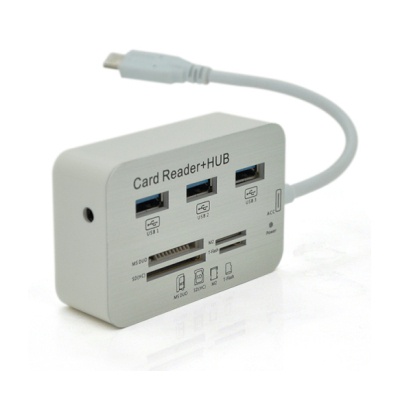 Концентратор Voltronic USB-C 3xUSB 3.0 + Card Reader 0.2m white (YT-TCA3H3+CR-W)