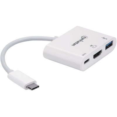 Концентратор Intracom USB3.1 Type-C to HDMI/USB 3.0/PD 60W 4-in-1 White Manhattan (152945)