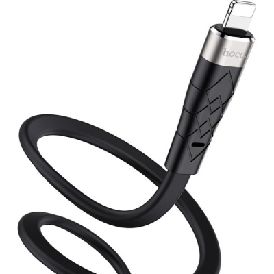 Дата кабель USB 2.0 AM to Lightning 1.0m 2.4A silicone X53 black HOCO (6931474738059)