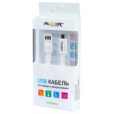 Дата кабель AUZER USB 2.0 – Micro USB 1.0м White (AC-M1WH)