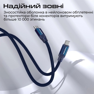 Дата кабель USB-C to USB-C springy.blue Promate (springy.blue)