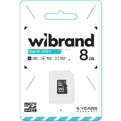 Карта пам'яті Wibrand 8GB mictoSD class 10 (WICDHC10/8GB)