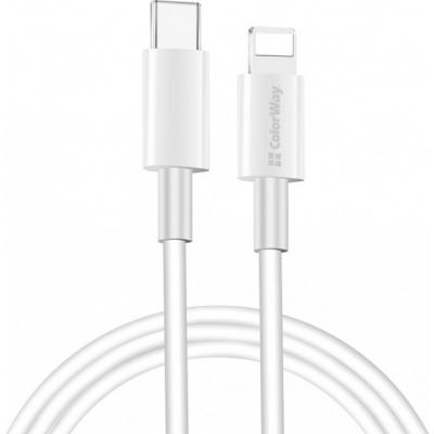 Дата кабель USB-C to Lightning 1.0m 3A white ColorWay (CW-CBPDCL032-WH)