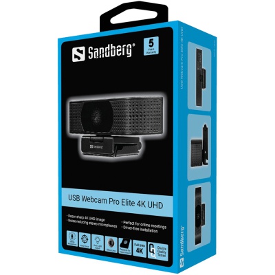 Веб-камера Sandberg Webcam Pro Elite 4K UHD (IMX258) Autofocus USB-A/USB-C Black (134-28)