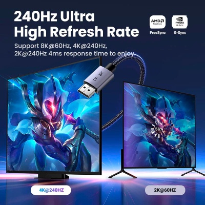 Кабель мультимедійний DisplayPort M to DisplayPort M 1.0m V1.4 8K60Hz DP120 black Ugreen (25903)