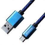 Дата кабель Grand-X USB - micro USB, Cu, 1.5A, Blue/Black, 1m (FM05BLB)