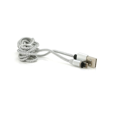 Дата кабель USB 2.0 to Lightning 2.0m 2A magnetic nylon silver PiPo (18169)