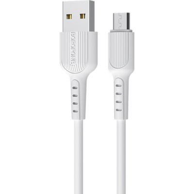 Дата кабель USB 2.0 AM to Micro 5P 1.0m 2A PVC BX16 white BOROFONE (6957531099482)