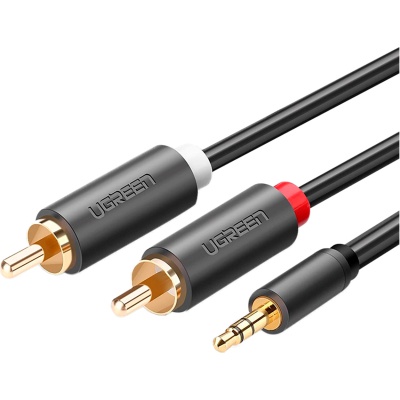 Кабель мультимедійний 3.5mm M to 2xRCA M 2.0m AV102 black UGREEN (10510)
