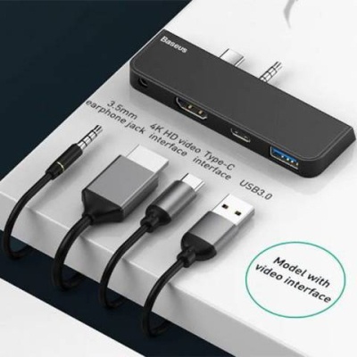 Концентратор Baseus USB3.1 Type-C+3.5mm toHDMI/USB 3.0/Type-C/3.5mm forSurfaceGo (CAHUB-FT01)