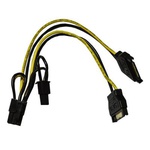 Кабель питания SATA 15Pin x 2 to PCI-E 8Pin(6+2) 16 AWG медь Dynamode (SATA 15Pin x 2 to PCI-E 8Pin(6+2) 16 AWG)