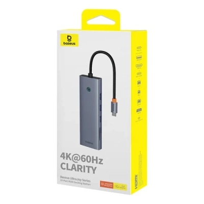 Концентратор Baseus USB-C 10-in-1 HDMI 4K60Hz + VGA + 3xUSB 3.0 + PD + RJ45 1000Mbps + SD/TF + 3.5mm gray (B0005280C811-00)
