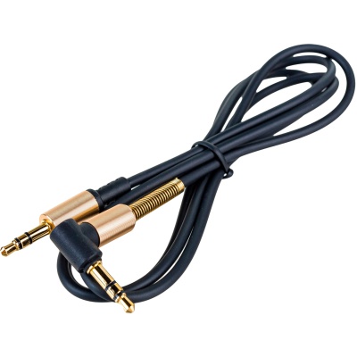 Кабель мультимедійний 3.5mm M to 3.5mm M 1.0m 90° corner Black HOCO (6957531025665)