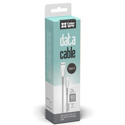 Дата кабель USB 2.0 AM to Type-C 1.0m line-drawing white ColorWay (CW-CBUC029-WH)