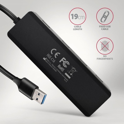 Концентратор AXAGON USB 3.1 to 4xUSB 3.0 black (HUE-C1A)