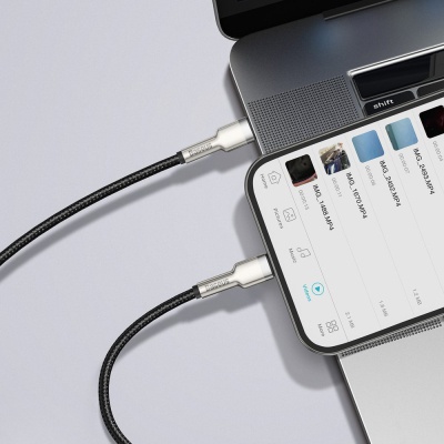 Дата кабель USB-C to Lightning 2.0m Cafule Metal PD 20W black Baseus (CATLJK-B01)