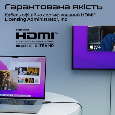 Кабель мультимедійний HDMI to HDMI 3.0m v2.1 grey Promate (primelink8k-300.grey)